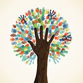 stock photo of meeting  - Isolated diversity tree hands illustration - JPG 
