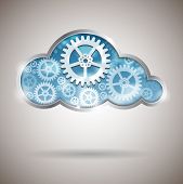 pic of illustration  - Cloud computing abstract illustration with gear wheels - JPG 
