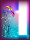 picture of construction worker  - floral background with three flowers vector illustration - JPG 