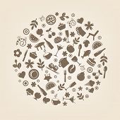 stock photo of restaurant  - Restaurant Icons In Form Of Sphere - JPG 