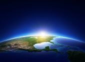 picture of earth  - Earth sunrise over cloudless North America  - JPG 