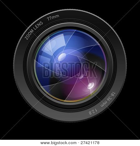 Picture or Photo of Photo lens. Illustration on black background for design