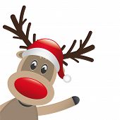 stock photo of animals  - rudolph reindeer red nose wave santa claus - JPG 