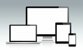 stock photo of notebook  - Detailed illustration of multiple devices with blank screens - JPG 