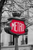foto of france  - Metro sign for subway transportation in paris - JPG 