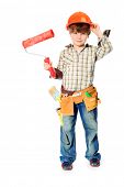 pic of construction worker  - Little boy with helmet and tools - JPG 