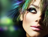 stock photo of face  - Beautiful Fashion Woman Face - JPG 