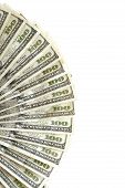 picture of cash  - Fan of hundred dollar bills of cash money - JPG 