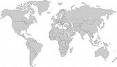 picture of geography  - Gray map of world with countries borders - JPG 