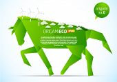 foto of horse  - Green origami eco horse nr - JPG 