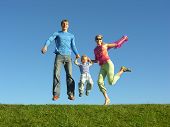 picture of family  - fly happy family on blue sky - JPG 