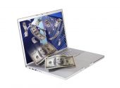 stock photo of money  - make money with your laptop,
increase your income online with a laptop - JPG 