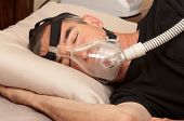 picture of quiet  - Man with sleeping apnea and CPAP machine - JPG 