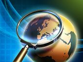 stock photo of earth  - The Earth analyzed under a magnifying glass - JPG 
