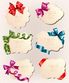 image of holidays  - Set of beautiful retro labels with colorful gift bows with ribbons - JPG 