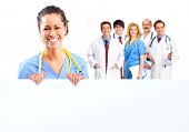 picture of medical doctors  - Doctor woman with a banner - JPG 