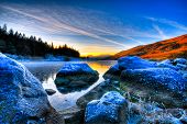 picture of sunset  - beautiful lake view with mountain range and sunset - JPG 