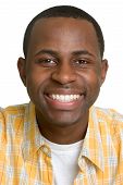 stock photo of man  - Happy young African American man smiling broadly - JPG 