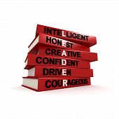 picture of leadership  - Three dimensional render of a pile of books - JPG 