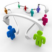 stock photo of people  - Several people in a network connected by arrows - JPG 