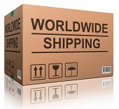 picture of ecommerce  - worldwide shipping web shop icon concept for shipping online shopping order global cardboard box with text package delivery ecommerce - JPG 