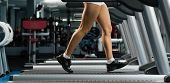 picture of fitness  - woman running on a treadmill in a fitness club - JPG 