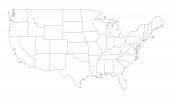 stock photo of outline  - An outlined map of the United States of America - JPG 