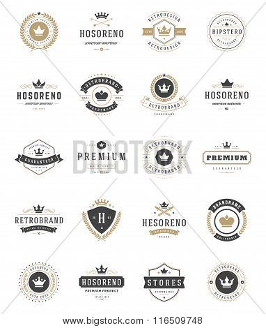 vintage crowns logos set vector design elements premium quality crowns logos