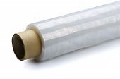 stock photo of roll  - Roll of wrapping plastic stretch film on white background - JPG 