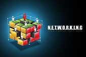 picture of puzzle  - illustration of human connecting with each other on networking background - JPG 