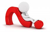 image of answer  - 3d white people looks for an idea lying on a red question mark - JPG 