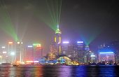 pic of buildings  - A Symphony of Lights is a synchronised building exterior decorative light and laser multimedia display featuring 44 buildings on both sides of the Victoria Harbour - JPG 
