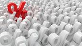 foto of percentage  - Red percentage symbol over the white percentage symbols - JPG 