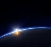 image of earth  - Planet Earth with rising sun in space - JPG 