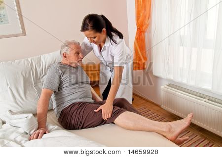 Picture or Photo of A nurse in aged care for the elderly in nursing homes