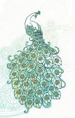 pic of zen  - Grunge peacock in front of ornate background - JPG 