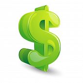 image of investment  - illustration of glossy dollar symbol on isolated white background - JPG 