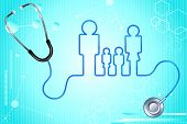 stock photo of science  - illustration of family icon with stethoscope on abstract medical background - JPG 