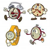 stock photo of watch  - Cute cartoon clocks and watches - JPG 