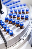 stock photo of science  - Test equipment with mini glass tubes in medical lab - JPG 