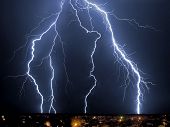 image of discharge  - Lightening over the landscape in the summer night - JPG 