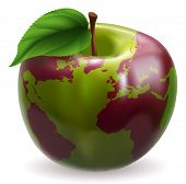 image of world  - Conceptual illustration of an apple with color on skin forming the world globe - JPG 
