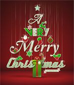 image of holidays  - "Very Merry Christmas", creative Christmas tree. Vector illustration. - JPG 