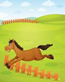 image of horse  - illustration of horse in a beautiful nature - JPG 