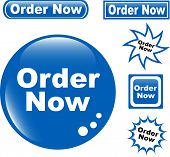 pic of order  - set of glossy button ORDER NOW blue icons - JPG 