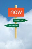 stock photo of yesterday  - Photo of imitation direction board on time management concept - JPG 