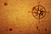 foto of map  - old map with a compass on it - JPG 