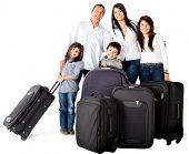 pic of travel  - Happy family with bags ready for traveling  - JPG 