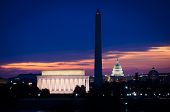 picture of buildings  - Washington DC skyline view with Lincoln Memorial - JPG 