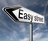image of security  - easy street road sign indicating easy solutions or a way to avoid problems safe way taking risk comfortable comfort zone secure route safe way - JPG 